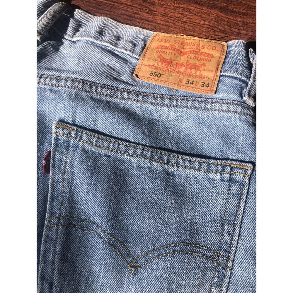 Levi's 550 Men's Jeans 34 x 34 Y2K Regular Fit Straight‎ Leg Light Blue Denim - Picture 10 of 10